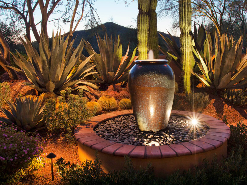Photo of outdoor lighting in backyard of Las Vegas home installed by Chicago Landscape of Las Vegas