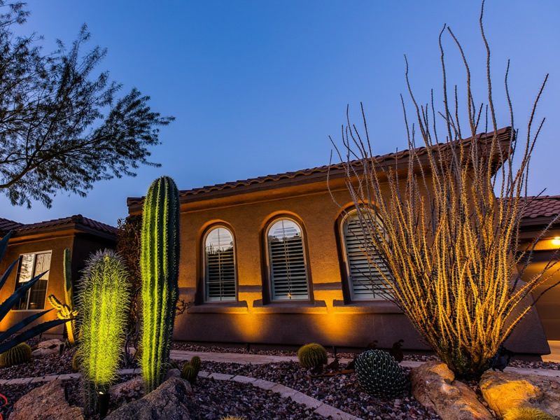 Photo of Outdoor Lighting installed in Las Vegas front yard by Chicago Landscape of Las Vegas