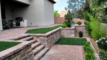 Photo of CMU Retaining Wall installed in Las Vegas backyard
