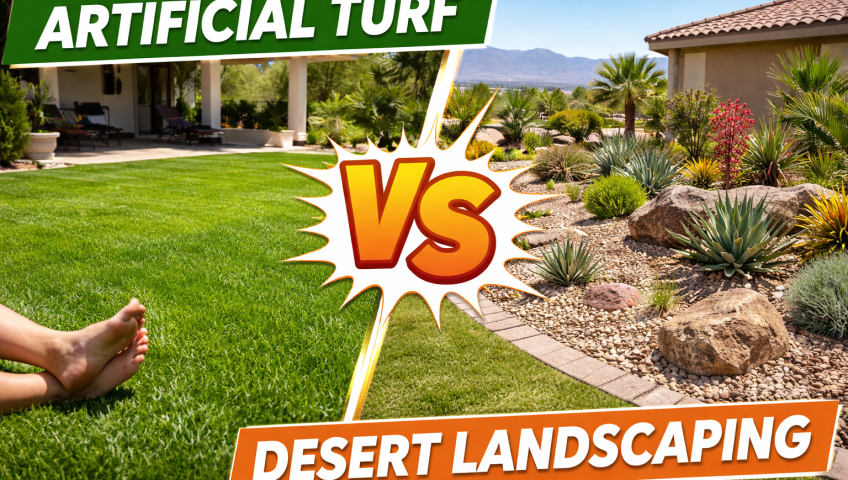 Artificial turf vs desert landscaping comparison for Las Vegas homes