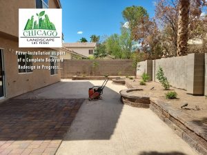 In this photo all pavers are completely installed. Preparations are being done to install synthetic turf,