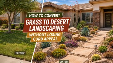 Grass to desert landscaping Las Vegas before and after front yard transformation