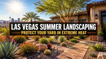Las Vegas summer landscaping with desert plants and heat protection design