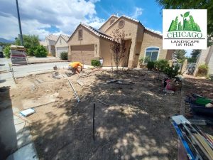 Build out of retaining walls and paver step forms
