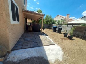 Photo shows new paver patio area