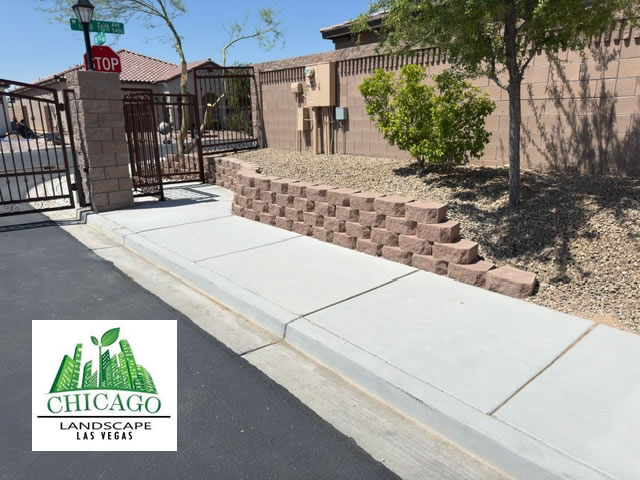 Retaining wall installed in the Teneya Highlands community in southwest Las Vegas